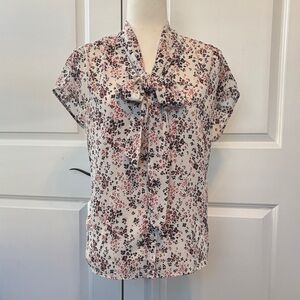 LOFT Black and Tan Floral Top